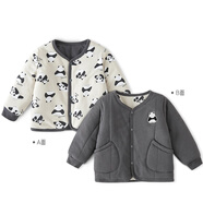 棉大班（MIANDABAN）兒童輕薄棉服春秋冬款嬰兒棉衣夾棉上衣男童寶寶棉襖內(nèi)膽外套 小熊貓 雙面穿外套 110 CM