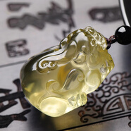 李居明黃水晶貔貅吊墜男款女項(xiàng)鏈玉石皮丘財(cái)運(yùn)情侶霸王貔恘掛件玉墜玉佩
