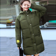艾珠兒 棉服女2023冬季新款中長(zhǎng)款外套女學(xué)生面包服女棉衣女加厚棉襖女 軍綠色 M