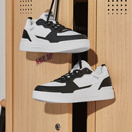 361°板鞋女2023年秋夏新款舒適透氣鞋子增高厚底學(xué)生小白鞋女奶蓋鞋 361度白/曜石黑 【經(jīng)典百搭】 35