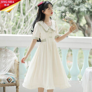 鏡莎夏季女生裙子夏天森系仙女茶歇少女連衣裙學(xué)生高中初中生女裝2022新款法式少女氣質(zhì)裙子溫柔風(fēng) 綠色 M