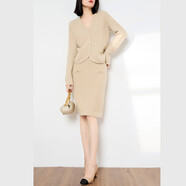 歐絲璐25秋冬新款純山羊絨氣質(zhì)純色OL風(fēng)針織半身裙女 米杏 100/M