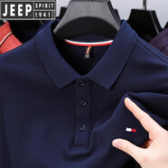 JEEP高檔純棉P0LO衫男2025新款春秋季翻領(lǐng)T恤長(cháng)袖T恤男士新品 寶藍 【長(cháng)*袖】 3XL (建議175-185斤)