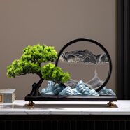 赟婭迎客松山水流沙畫擺件玄關(guān)辦公室裝飾新中式禪意客廳喬遷新居擺件 崇山峻嶺 藍(lán)山【水墨江山】