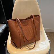 酷達妮 高級感百搭單肩托特通勤包大容量包包女秋冬新款時(shí)尚大包 棕色