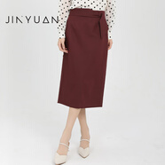 金苑包臀半身裙女2024新款秋季設計感氣質(zhì)中長(cháng)款西裝裙子B243105 酒紅 M