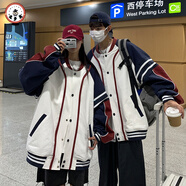 逐夢(mèng)顏棒球服外套男2024秋冬季新款美式潮牌設(shè)計(jì)感小眾復(fù)古男裝情侶夾克 W124金鱗白色 L