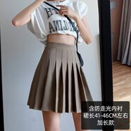 小允星 白色百褶裙女秋冬新款裙子高腰寬松顯瘦短裙垂墜感a字半身裙 淺咖【加長(zhǎng)】 S 建議80-95斤