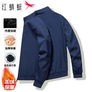 紅蜻蜓（RED DRAGONFLY）夾克男商務(wù)休閑時(shí)尚簡約百搭舒適加絨立領(lǐng)上衣外套 藏青C加絨 XL