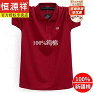恒源祥品牌高端男裝 胖子特大號翻領短袖T恤男純棉加肥加大碼帶領體恤肥 暗紅色 收藏+加購先發(fā)貨 L建議145-165斤左右