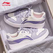 李寧鞋子女2025春冬季新款低幫透氣女鞋輕便防滑運動(dòng)休閑鞋潮流小白鞋 云霧白/海鹽紫/熏灰紫 37