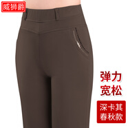 中老年人媽媽褲子女加絨常規(guī)外穿秋裝休閑褲寬松春秋款直筒褲彈力女士長褲秋季中年女褲松緊腰秋冬高腰打底 春秋款深卡其 34【2尺7腰圍】