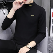 花花公子（PLAYBOY）長(zhǎng)袖t恤男春秋新款潮流休閑百搭立領(lǐng)衛(wèi)衣男時(shí)尚簡(jiǎn)約純色上衣男裝 Q-QYHH9004長(zhǎng)T黑色 XL