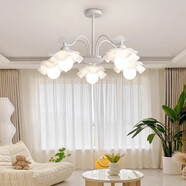 凡丁寧法式奶油風(fēng)客廳吊燈主燈2024年新款創(chuàng  )意網(wǎng)紅鈴蘭花朵復古燈具 【全光譜】奶油白-8頭 單色白光