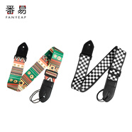 番易吉他背帶A1ZO-經(jīng)典款配件電吉他繩肩帶民謠尤克里里男女生免打 民族風(fēng)+黑白格子各吉他背帶1條