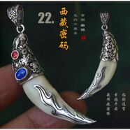 飛鵝狼牙項鏈 男女款銀吊墜 鑲嵌925手工包銀 真藏獒牙情侶生日禮物包 22西藏密碼