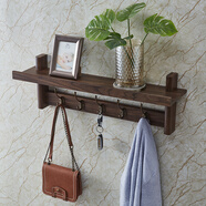 好戰友（haozhanyou） 好戰友墻上置物架 實(shí)木一字隔板墻壁衣帽架 門(mén)口掛鉤掛墻架 免漆板黑胡桃(五鉤)67.8*16*23cm