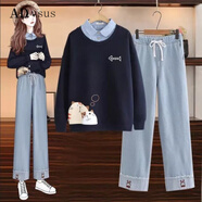 香港潮牌ADVSUS輕奢高端春秋季中學(xué)生少女學(xué)院風(fēng)休閑初中生衛衣運動(dòng)套裝高中生秋裝 藏情上衣 xL120-130斤