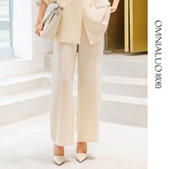 歐柏蘭奴【商場(chǎng)同款】2024年秋優(yōu)雅紐扣百搭套裝西褲直筒褲長(cháng)褲 W11米白 M