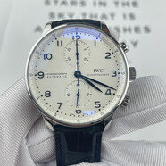 【二手99新】IWC萬(wàn)國手表男表七日鏈長(cháng)動(dòng)儲自動(dòng)機械大表徑葡計奢侈品腕表二手萬(wàn)國葡萄牙 19年盒證【IW371446】白盤(pán)葡計藍針