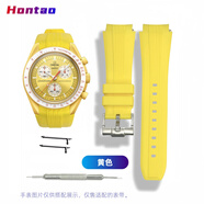 宏濤適配MoonSwatch歐米茄斯沃琪聯(lián)名款專(zhuān)用表帶 星球史努比omega&swatch編織紋弧形接口硅膠手表帶 黃色