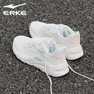 鴻星爾克（ERKE）運動(dòng)鞋女2025春輕便氣墊跑鞋緩震減震跑鞋休閑網(wǎng)面女子跑步鞋學(xué)生 橡芽白/蒼野灰/幻景藍 -0332 36 (230mm)