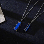 EKUSTYEE 可以吹的項鏈 葉音ICE同款口琴吊墜女潮韓版男學(xué)生ins創(chuàng  )意簡(jiǎn)約閨蜜兩人刻字 藍色口琴項鏈