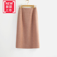 包臀裙秋冬款2022秋冬新款純羊絨針織半身裙女松緊腰厚毛線(xiàn)裙包臀裙一步裙中裙下身裙毛裙冬款針織半身裙 棕色 S