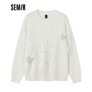 森馬森馬針織衫女中長(cháng)款花朵毛衫少女感冬新款寬松慵懶外穿鹽甜系 奶白10501 160/84A/M