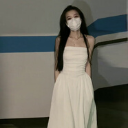 GARNUO茶歇法式白色抹胸連衣裙子女夏季2025新款小個(gè)子初戀無(wú)袖小白長(cháng)裙 白色 S 【85-100斤】