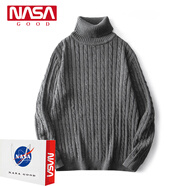 NASA GOOD毛衣男秋冬針織衫情侶款寬松高領(lǐng)毛絨厚款保暖毛線衣打底衫男裝 深灰色 XL