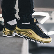 耐克（NIKE）男女鞋新款 Air Max 97 子彈氣墊緩震休閑復古跑步鞋運動(dòng)休閑鞋 AT5458-002黑金 39