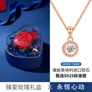 PATO跳動的心玫瑰金銀項(xiàng)鏈女士2025年新款七夕情人節(jié)禮物送女朋友老婆 項(xiàng)鏈+玫瑰禮盒【可刻字】