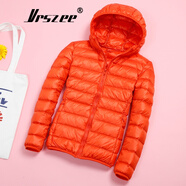 VRSZEE輕奢品牌輕薄羽絨服女短款連帽25秋冬季新款修身輕便韓版時尚外套 橙色【連帽】 M