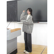 CTOX灰色毛衣外套女秋冬2024新款寬松外穿日系慵懶風(fēng)復(fù)古軟糯針織開衫 灰色 L