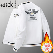 Edick輕奢品牌男裝秋冬歐洲站外套男白色夾克男休閑大碼冬季加絨棒球服 CK88白色（加絨款） L（建議105-120斤左右）