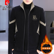 皮爾卡丹（pierre cardin）春秋季加絨加厚立領(lǐng)金貂絨短款毛呢大衣男士韓版呢子夾克外套 黑色【加絨】 加厚 XL 120-135斤左右