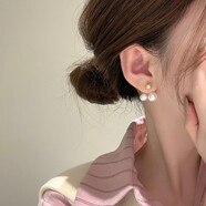 925銀INS冷淡風(fēng)氣質(zhì)復古日韓配飾珍珠夸張百搭經(jīng)典耳環(huán)女耳釘 兩顆珍珠