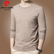 皮爾卡丹高檔羊絨衫男春秋薄款針織衫毛衣大碼純色打底衫寬松休閑羊毛衫男 圓·領(lǐng)-駝色 L 170