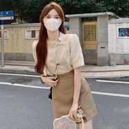 歐若婷雅時(shí)尚套裝女裝中國風(fēng)新中式旗袍高腰開叉a字裙子女夏小個(gè)子連衣裙 圖片色套裝 L