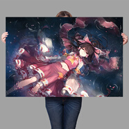 東方Project海報 魂魄妖夢(mèng)博麗靈夢(mèng)裝飾掛畫(huà)臥室二次元卡通魔理沙 Project 500 42x30cm背膠/輕薄/撕開(kāi)即可粘貼