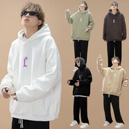 聰明陳S123秋冬520克重磅光變國潮連帽衛衣男女寬松休閑情侶潮流外套 （520克不加絨）抹茶綠 L