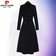 皮爾卡丹（pierre cardin）2025年秋季新款修身顯瘦雙面羊絨大衣女中長款收腰大擺毛呢子外套 黑色duan款 比長款短10厘米 M