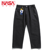 NASA XVVX官方聯名V領撞色針織開衫毛衣男生春秋季潮流寬松休閑直筒牛仔褲 DS外27-2-K25-65黑色(褲子) L