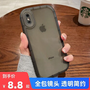 尋幟梵 適用蘋(píng)果x/xr手機殼透明軟殼iPhonexsMax硅膠保護套簡(jiǎn)約男全包鏡頭磨砂新潮女情侶款 【透黑】-全包鏡頭保護 蘋(píng)果x/xs