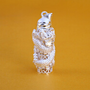 夢(mèng)至尊990龍柱項鏈男時(shí)尚霸氣潮人吊墜個(gè)性民族風(fēng)龍牌掛墜飾品 19克大號足銀龍騰直上吊墜