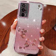 羅璐鷗 紅米K60手機殼女款硅膠殼RedmiK600Pro外殼小米K60E保護套水鉆漸變閃粉電鍍防摔 【漸變玫瑰金】+全屏鋼化膜 紅米K60