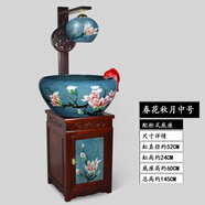 牧溪源 景德鎮陶瓷魚(yú)缸循環(huán)流水養魚(yú)盆客廳家用辦公室烏龜金魚(yú)缸錦鯉缸 中號柜式