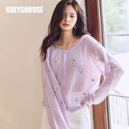 ROEYSHOUSE羅衣溫柔淑女馬海毛針織衫秋季新款薄款綿羊毛開衫毛衣09265 紫色 L
