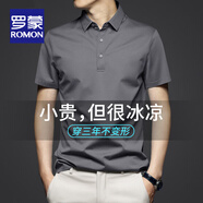 羅蒙（ROMON）無(wú)痕短袖t恤男士夏季Polo保羅衫冰絲t恤男翻領(lǐng)半袖商務(wù)休閑中青年 2201-2灰色【單件裝】 XL